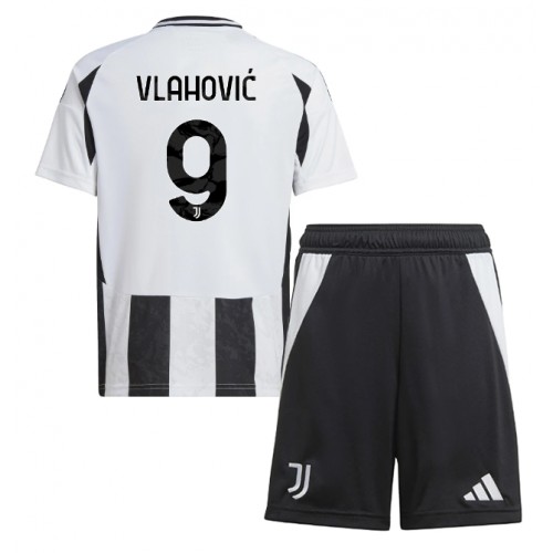 Fotbalové Dres Juventus Dusan Vlahovic #9 Dětské Domácí 2024-25 Krátký Rukáv (+ trenýrky)